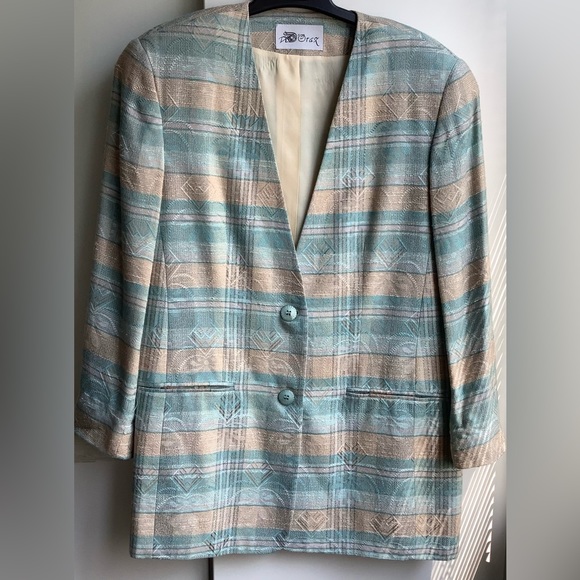 EUC vintage jacquard boyfriend suit jacket - Picture 3 of 14